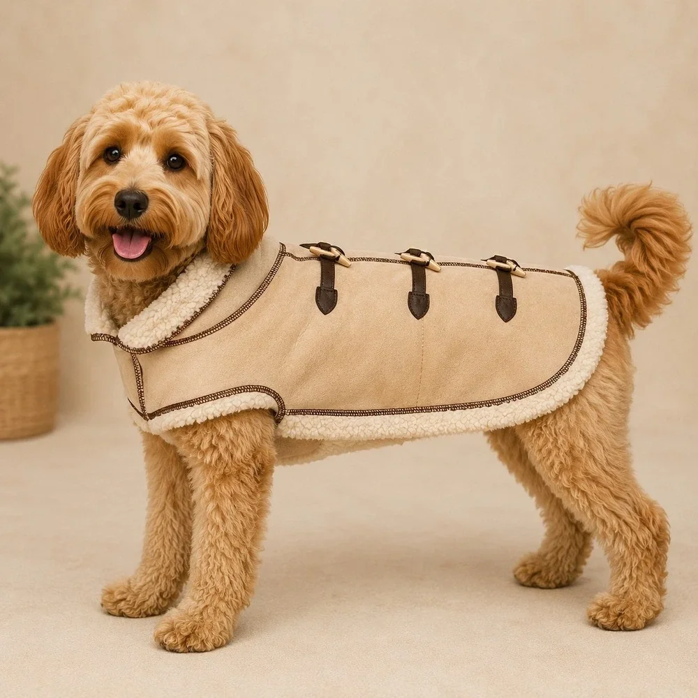 Companion Road Doggy Size Medium Sherpa Faux Suede Jacket Quiet Luxury Cabincore